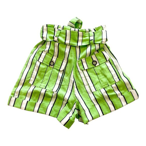 NWT Topshop Green Stripe paper bag Shorts, size 2 - Picture 4 of 8